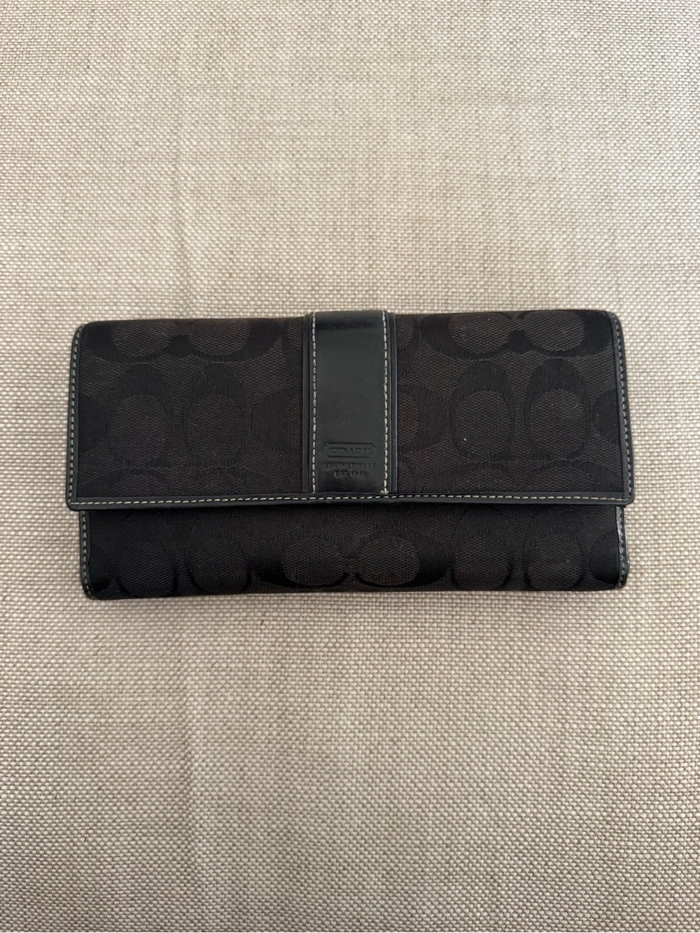 Coach Black Signature Wallet with checkbook holder
